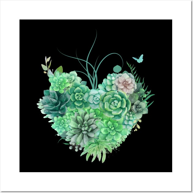 Succulent Heart Wall Art by shaireproductions